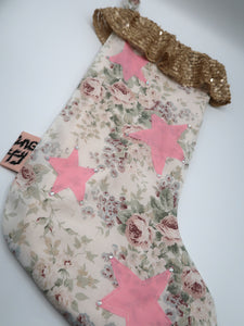 ❅ Diamonté Star Floral Stocking ❅ Christmas 22