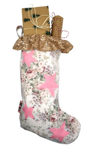 ❅ Diamonté Star Floral Stocking ❅ Christmas 22
