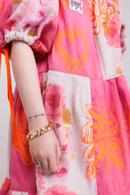 ༻❁ HaND~PRiNTED BRiGHT PiNK PaTCHWoRK DResS ~ 𝐋𝐀𝐑𝐆𝐄 ✧ 𝓢𝓹𝓻𝓲𝓷𝓰/𝓢𝓾𝓶𝓶𝓮𝓻 22 ❁༺