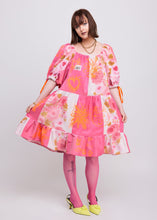 ༻❁ HaND~PRiNTED BRiGHT PiNK PaTCHWoRK DResS ~ 𝐋𝐀𝐑𝐆𝐄 ✧ 𝓢𝓹𝓻𝓲𝓷𝓰/𝓢𝓾𝓶𝓶𝓮𝓻 22 ❁༺