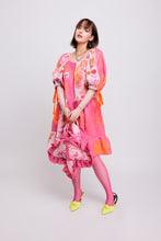 ༻❁ HaND~PRiNTED BRiGHT PiNK PaTCHWoRK DResS ~ 𝐋𝐀𝐑𝐆𝐄 ✧ 𝓢𝓹𝓻𝓲𝓷𝓰/𝓢𝓾𝓶𝓶𝓮𝓻 22 ❁༺